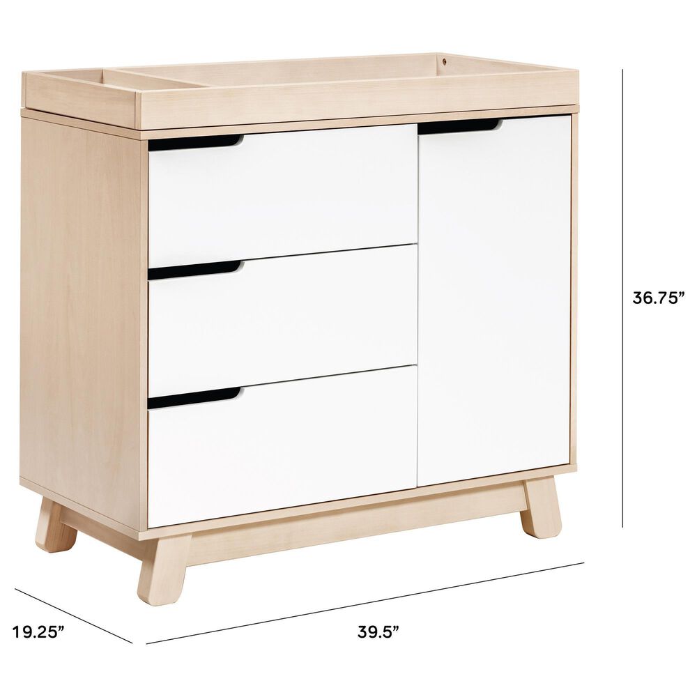 Babyletto Hudson Crib and 3 Drawer Dresser Set in Washed Natural and White, , large