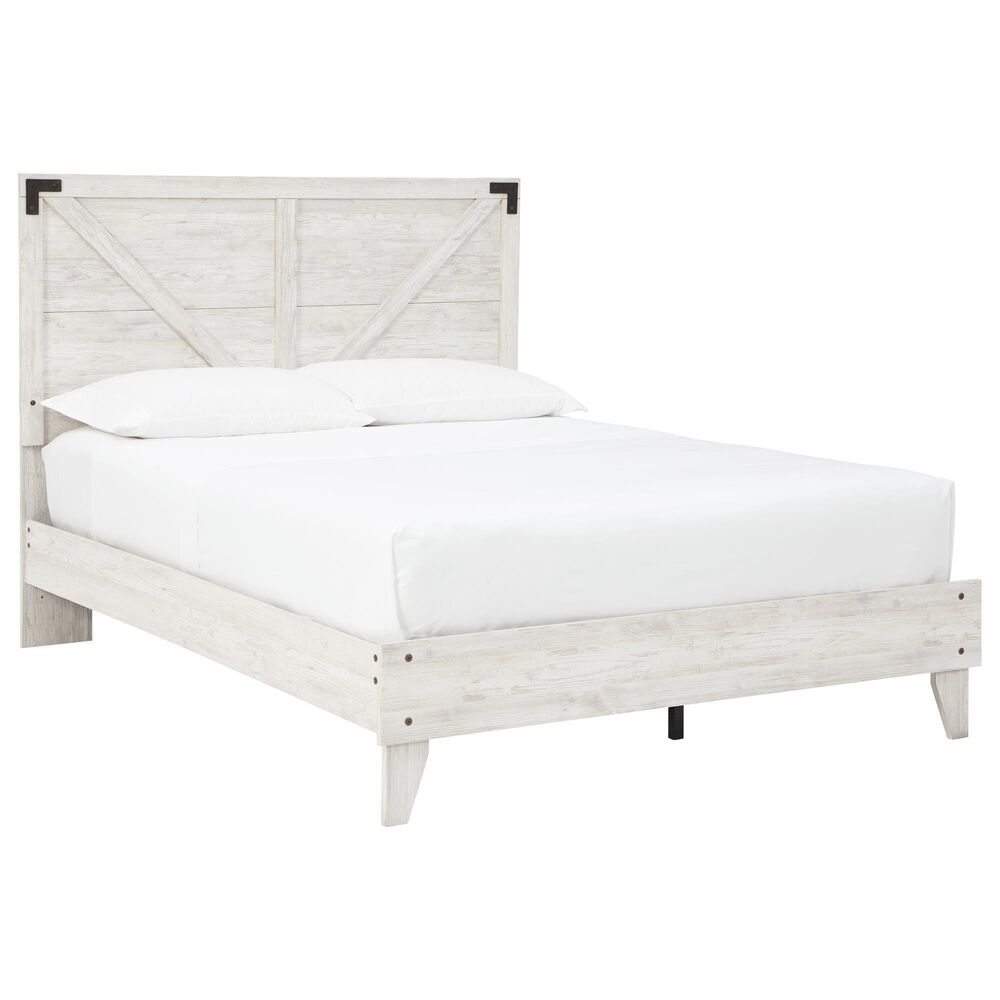 Ashley Shawburn Queen Platform Bed in White and Dark Charcoal Gray, , large
