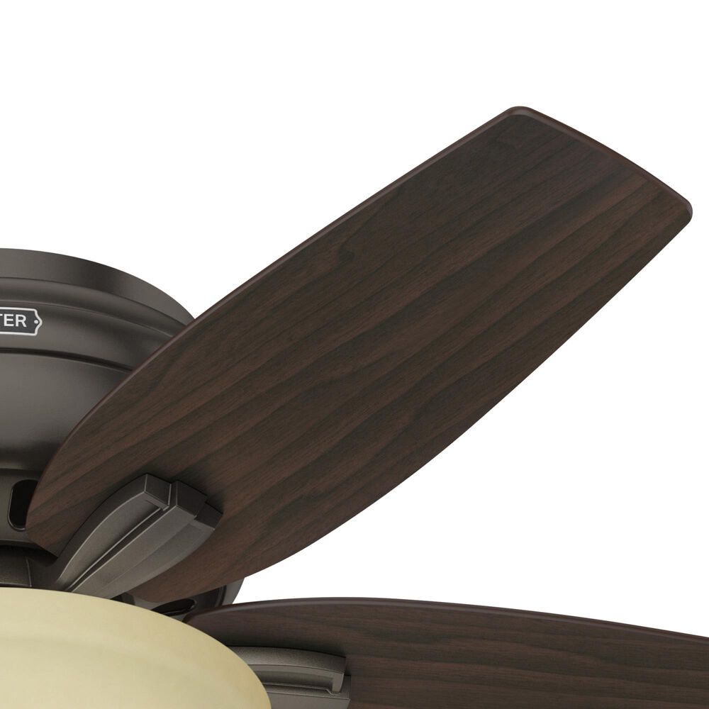 Hunter Newsome Low Profile 42&quot; Ceiling Fan with Frosted Amber Lights in Premier Bronze, , large