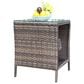 Hearth and Haven Wicker Patio Coffee Table with Clear Tempered Glass Top in Brown, , large