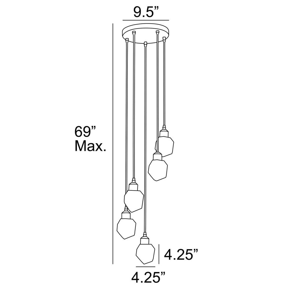 Lite Source Dodson LED 5-Light Pendant in Polished Brass and Crystal, , large