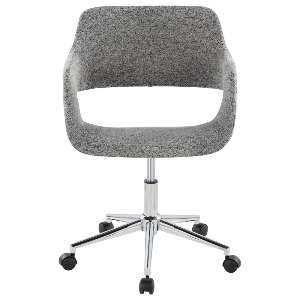 LumiSource Margarite Swivel Task Chair with Grey Fabric Cushion in Chrome, , large