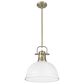 Golden Lighting Duncan 1-Light Pendant with Rod and Matte White Shade in Aged Brass, , large