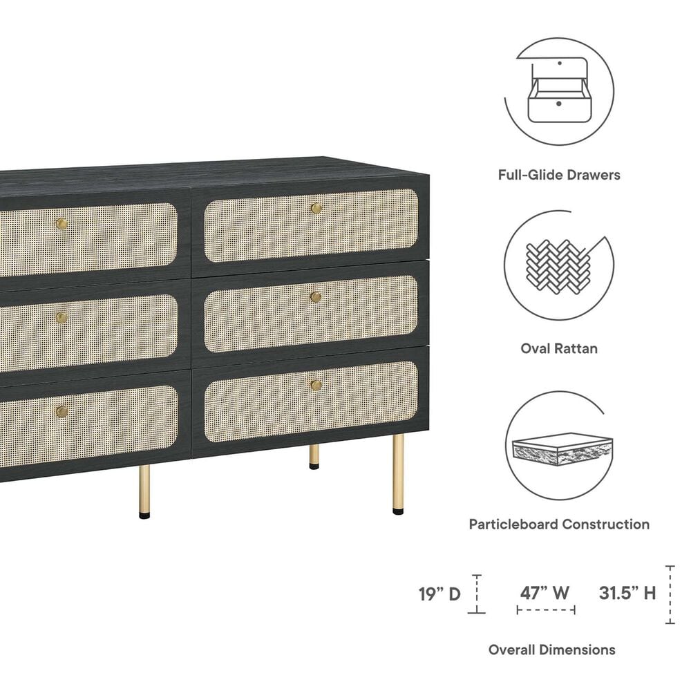 Modway Chaucer 6-Drawer Compact Dresser in Black, , large
