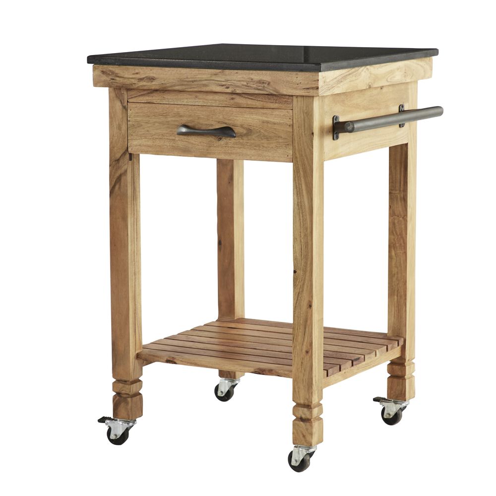 Maple and Jade Coastal Ceramic Kitchen Cart Brown, , large