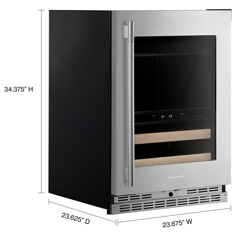 KitchenAid 4.8 Cu. Ft. Right Hinge Beverage Center with Wood Front Racks in PrintShield Stainless Steel, , large