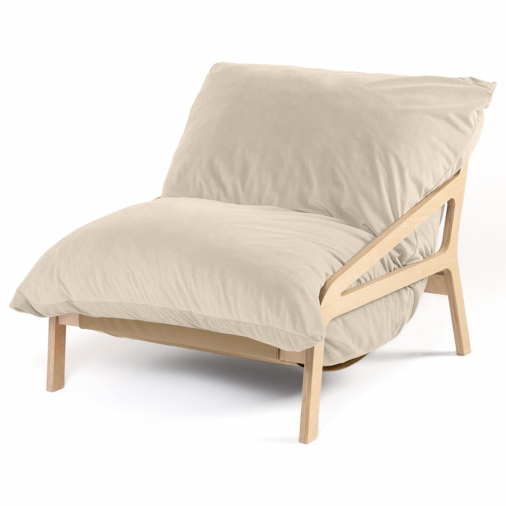 Jaxx Saxx Lush Velvet Bean Bag Lounge Chair in Ivory, , large