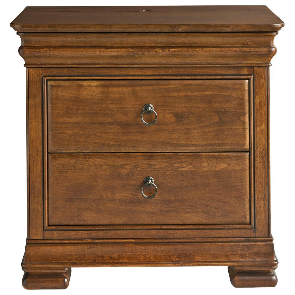 Universal Furniture New Lou Queen Sleigh Bed with Two Nightstands in Cognac, , large