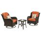 HOMLUX 3-Piece Patio Conversation Set with Curved-Arm Swivel Rocking Chairs and Brown Wicker in Orange, , large