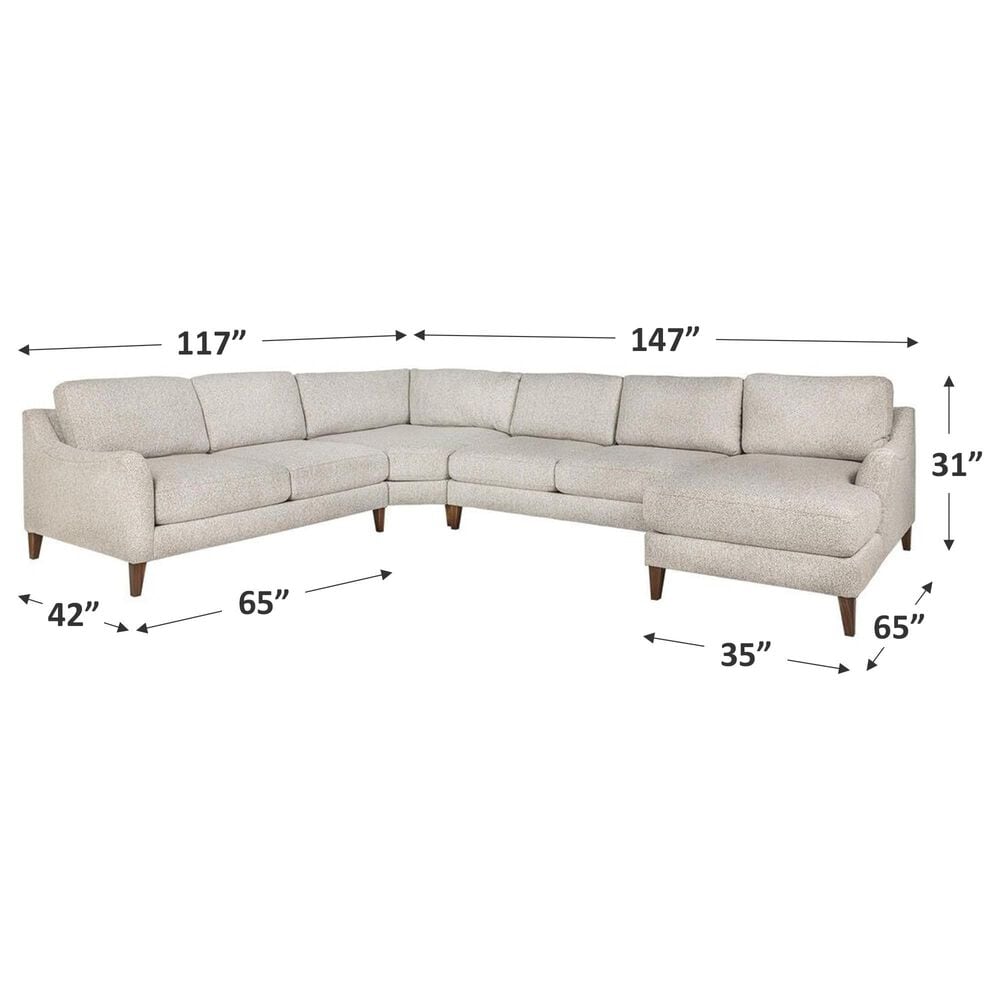 Jonathan Louis Neils 4-Piece Stationary Right Facing Sectional in Muse Stone, , large