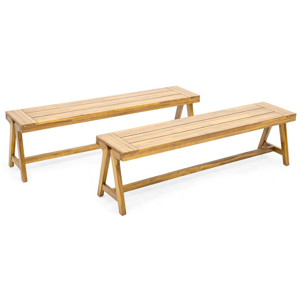 Hearth and Haven 3-Piece Outdoor Picnic Table Set in Teak, , large