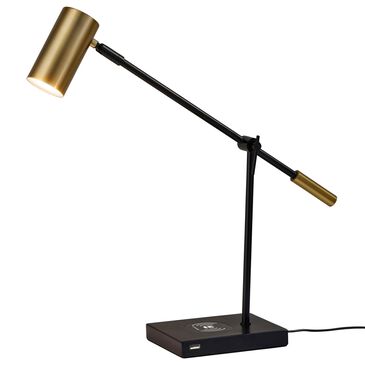 Adesso Collette LED Desk Lamp with Wireless Charging + USB in Antique Brass, , large