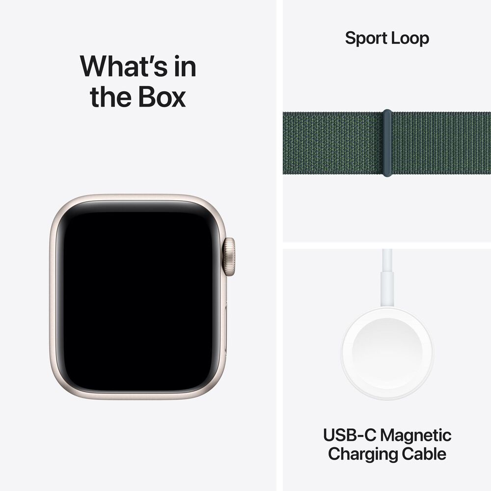 Apple Watch SE GPS + Cellular 40mm Starlight Aluminum Case with Lake Green Sport Loop, , large