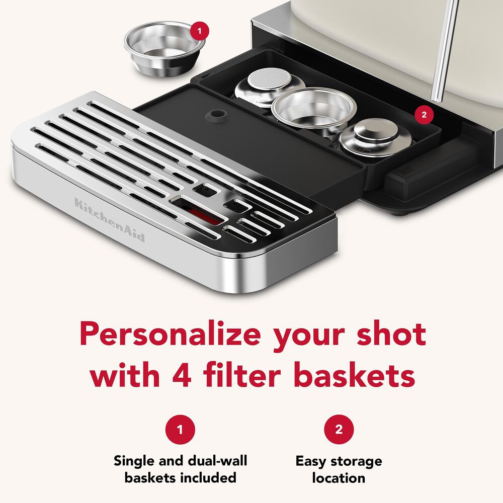 KitchenAid Semi Automatic Espresso Machine in Porcelain White, , large