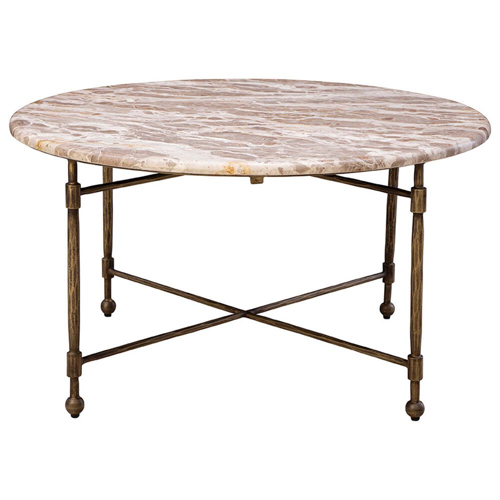 Timeless Designs Colmar Cocktail Table in Antique Brass and White, , large