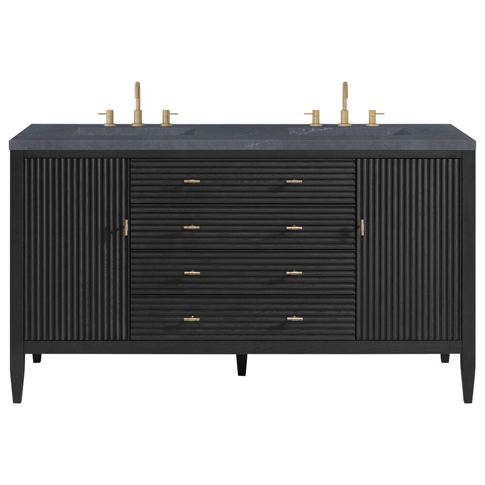 James Martin Vanities Myrrin 60&quot; Double Vanity in Carbon Oak with 3 cm Charcoal Soapstone Quartz Top, , large