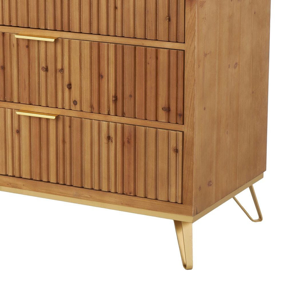 Maple and Jade 3-Drawer Room Chest in Matte Brown and Gold, , large