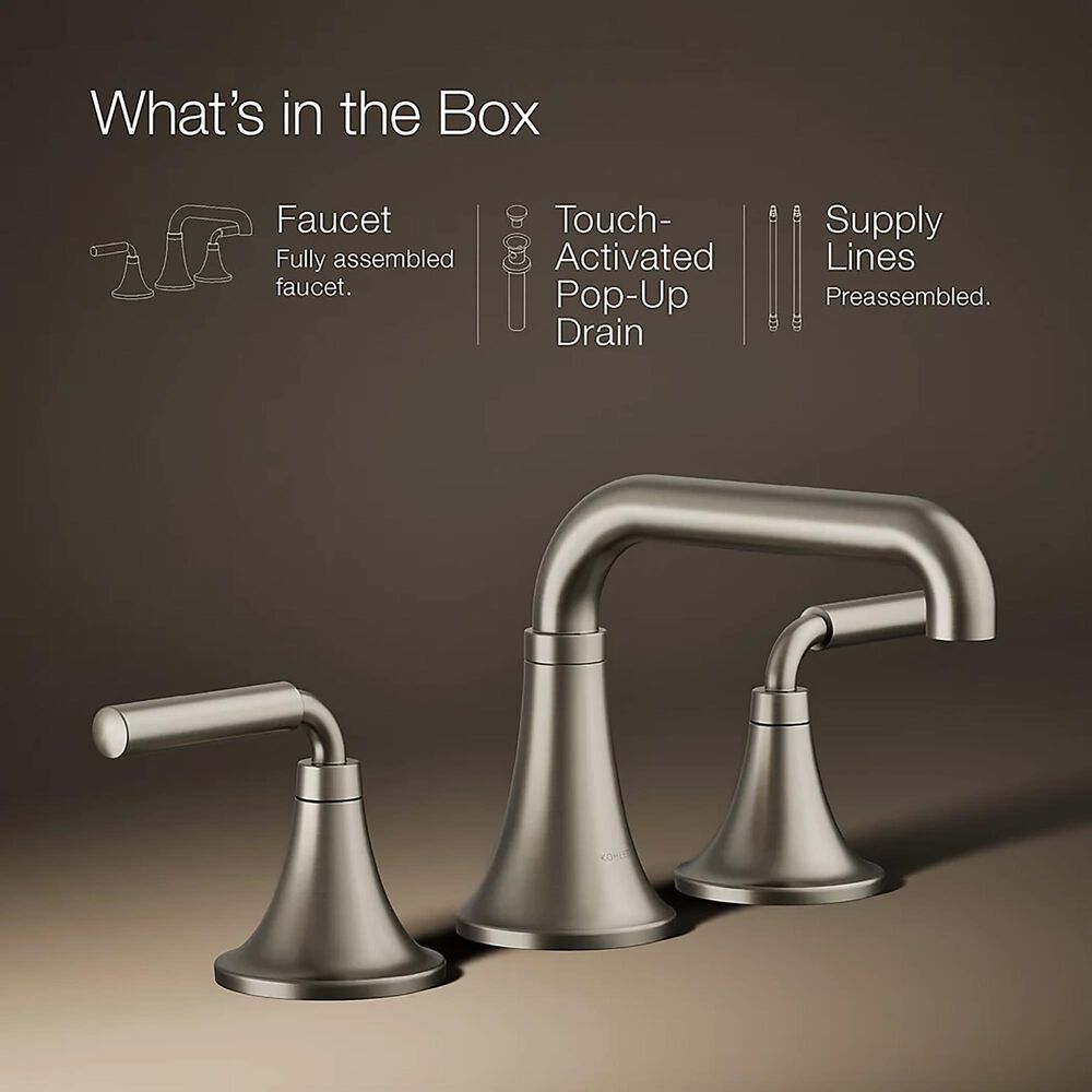 Kohler Tone Widespread Bathroom Sink Faucet in Vibrant Brushed Nickel, , large