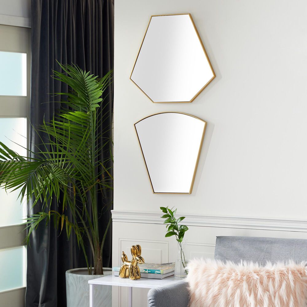 CosmoLiving by Cosmopolitan Contemporary Wall Mirror in Gold &#40;Set of 2&#41;, , large
