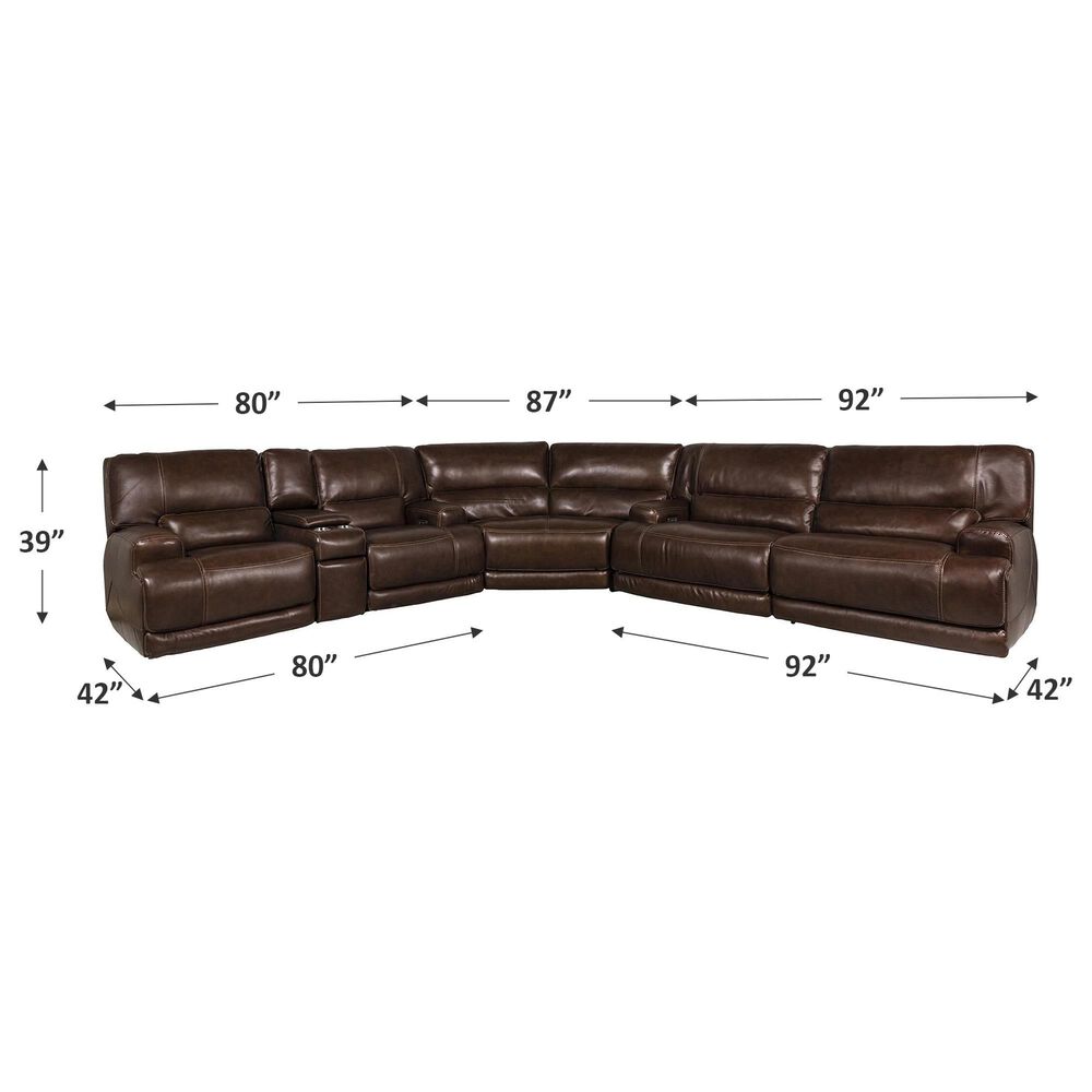 Sienna Designs 3-Piece Power Reclining Curved Sectional with Power Headrest in Brown, , large