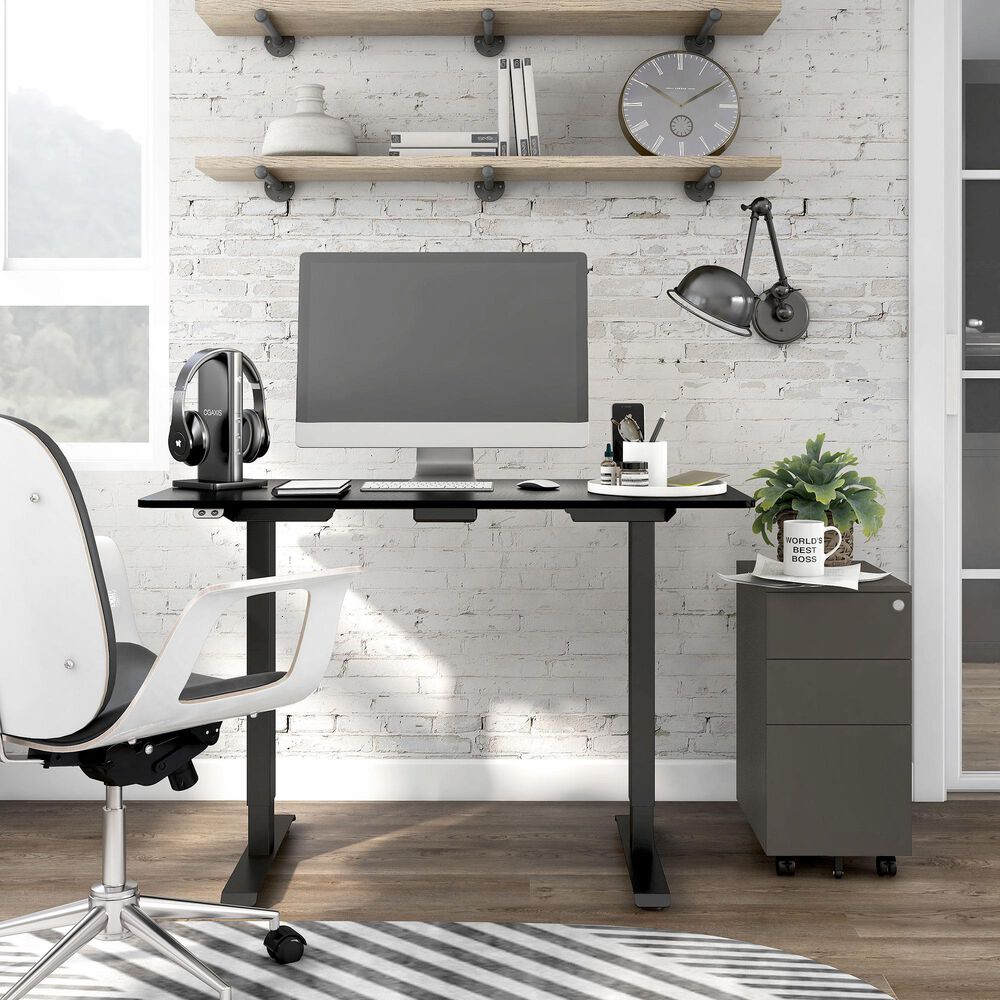 Furniture of America Villalobos Adjustable Office Desk in Black, , large