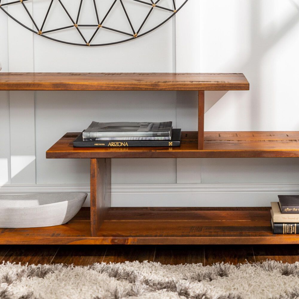 Walker Edison 60&quot; Rustic Solid Wood TV Console in Amber, , large