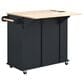 HOMLUX Kitchen Island with Power Outlet and Drop Leaf in Black, , large