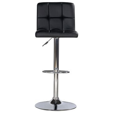 Parkerville Furniture Line Quilted Back Adjustable Swivel Bar Stool in Chrome and Black, , large