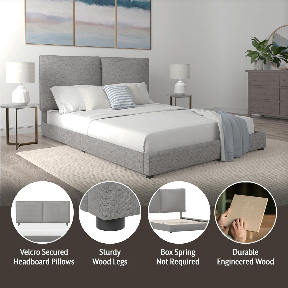 Richlands Furniture Arden Queen Upholstered Platform Bed in Nature Gray, , large
