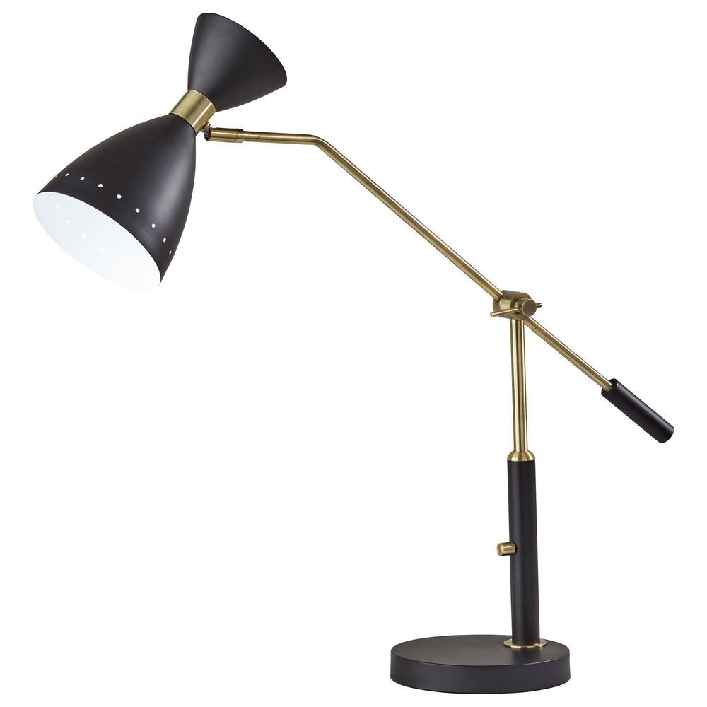 Adesso Oscar Adjustable Desk Lamp in Black and Antique Brass, , large