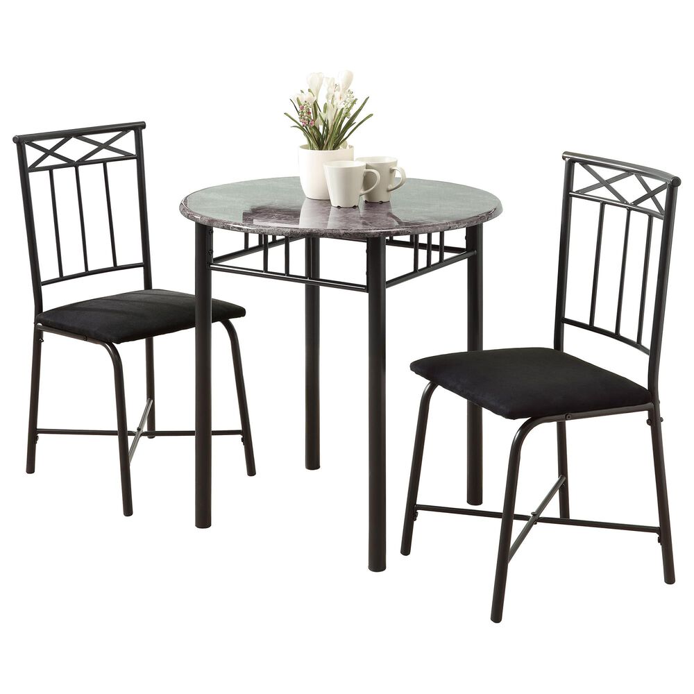 Monarch Specialties 3-Piece Bistro Set in Charcoal, , large