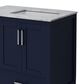 Lexora Home Jacques 36" Right Offset Single Bathroom Vanity in Navy Blue with 2 cm White Carrara Marble Top and Rectangular Sink, , large