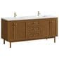 James Martin Laurent 72" Double Bathroom Vanity in Honey Oak with Single Hole 3 cm White Zeus Silestone Top and Rectangular Sinks, , large