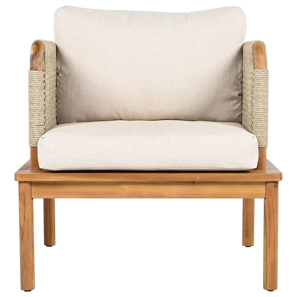 Hearth and Haven Outdoor Club Chairs with Teak Frame in Beige, , large