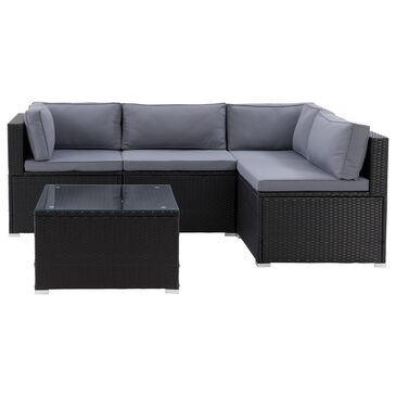 CorLiving Parksville 5-Piece Patio Sectional Set in Black/Ash Gray, , large