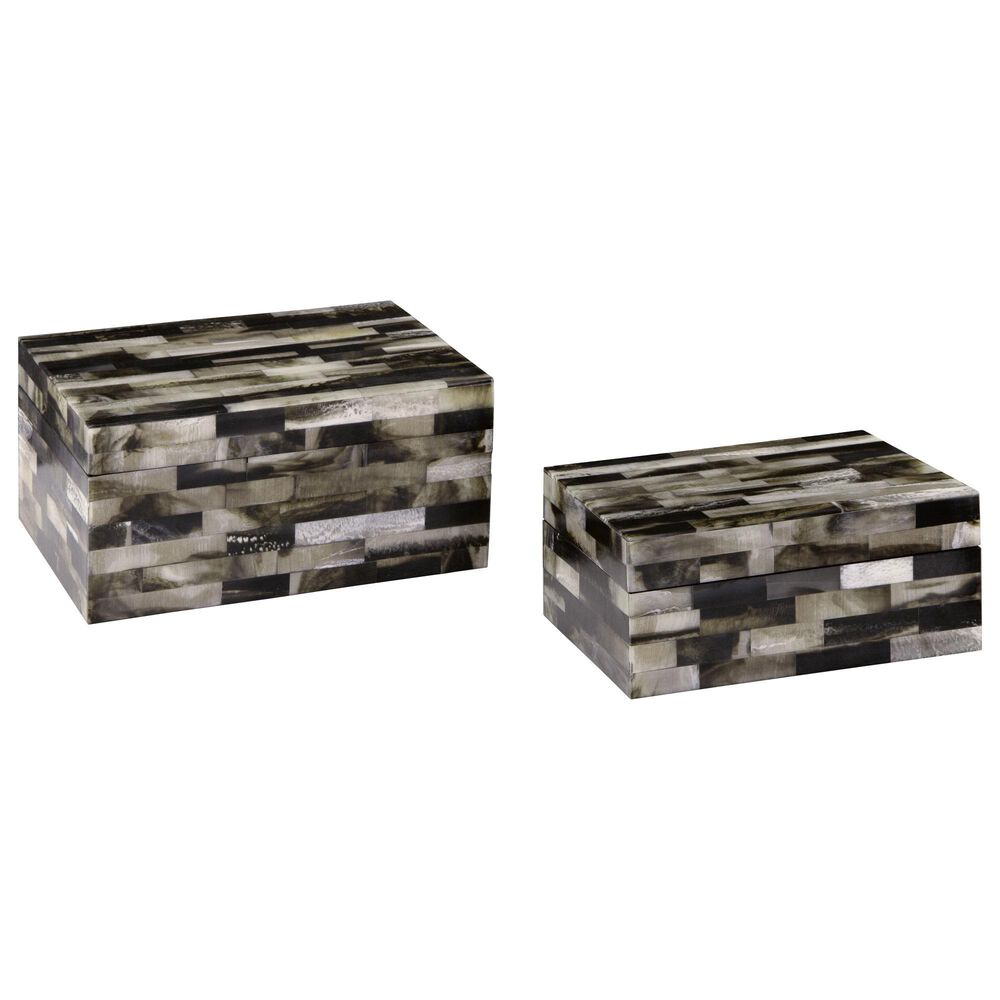 Ashley Ellford Decorative Box in Black, Brown and Cream (Set of 2), , large