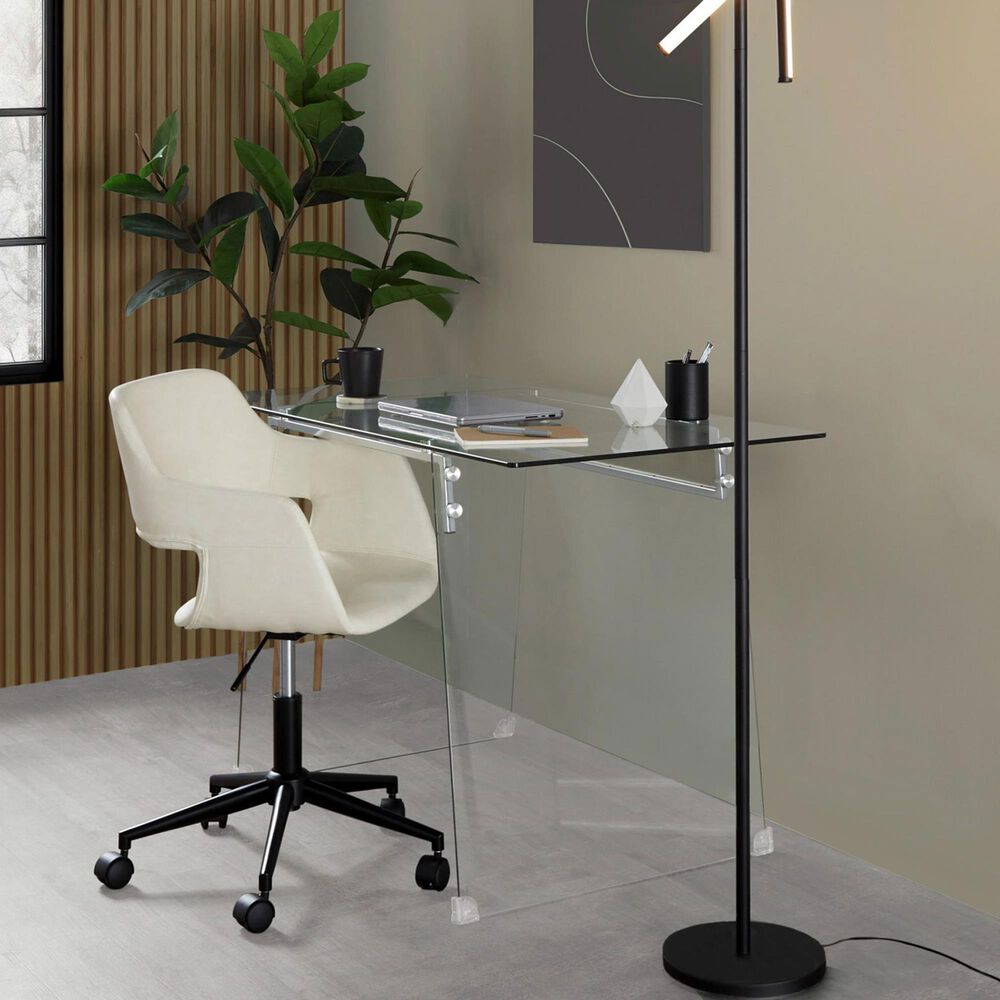 Lumisource Margarite Task Chair with Cream Faux Leather Cushion in Black, , large