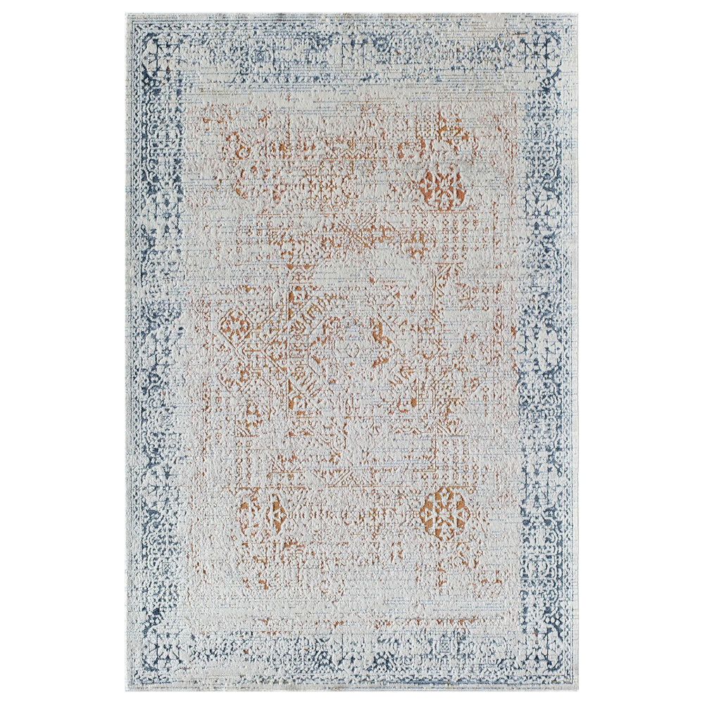 Rugs America Prescott Stay Marigolden 2"6" x 8" White, Orange and Blue Runner, , large
