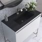 James Martin Vanities Mantova 35.4" Single Bathroom Vanity in Glossy White and Brushed Nickel with 2 cm Charcoal Black Resin Countertop and Rectangular Sink, , large