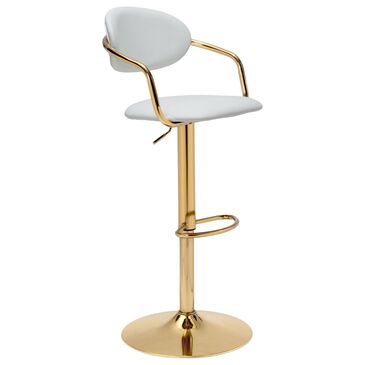 Zuo Modern Gusto Bar Stool in White and Gold, , large