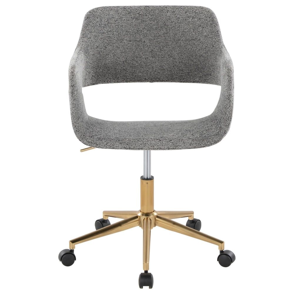 Lumisource Margarite Task Chair with Grey Fabric Cushion in Gold, , large
