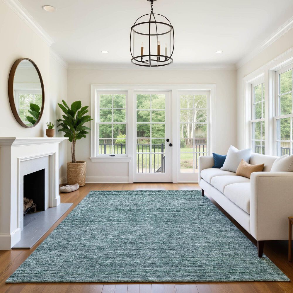Dalyn Rug Company Soft Essentials Solid Teal 10' x 14' Indoor/Outdoor Area Rug, , large