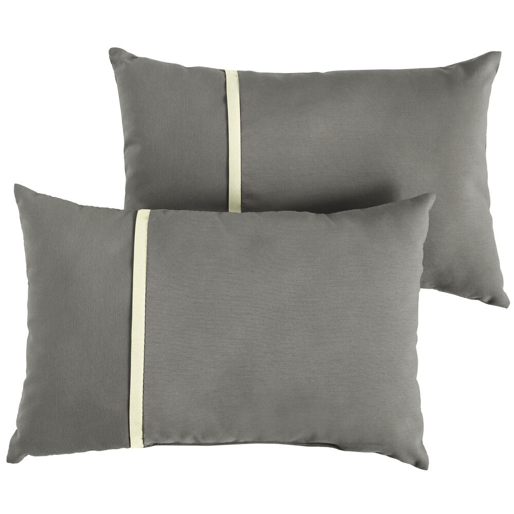 Sorra Home Sunbrella 12" x 24" Pillow in Canvas Charcoal (Set of 2), , large