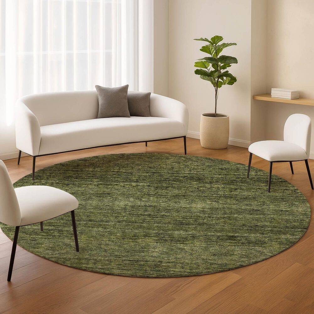 Dalyn Rug Company Soft Essentials Solid Olive 8' Round Indoor/Outdoor Area Rug, , large