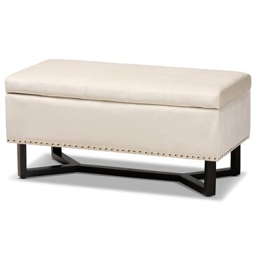 Baxton Studio Esther Storage Ottoman in Beige Velvet, , large