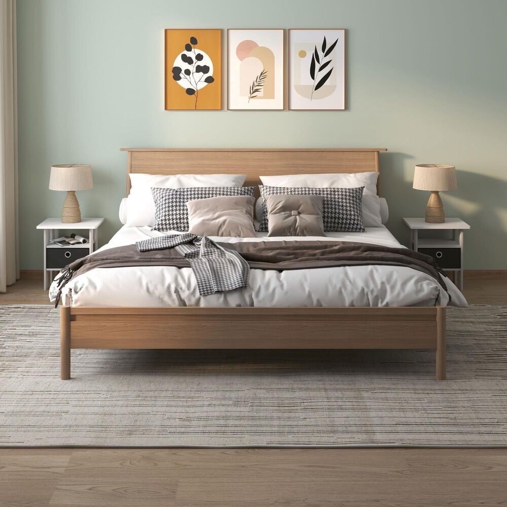 HOMLUX 2-Piece 1-Shelf End Table with Bin Drawer in White, , large