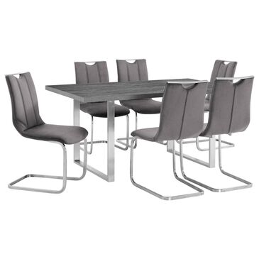 Blue River Fenton/Pacific 7-Piece Dining Set in Brushed Stainless Steel, , large