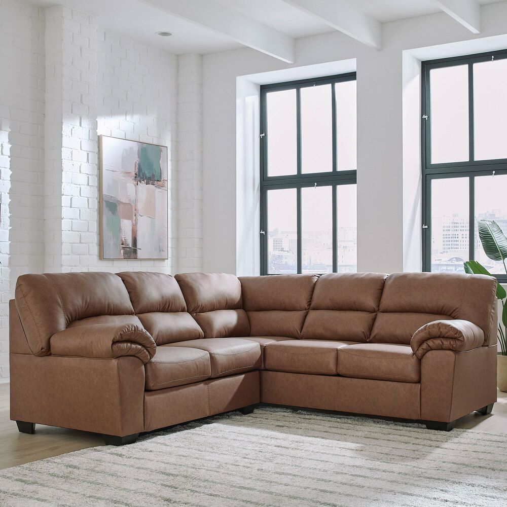 Ashley WillowBend 2-Piece Symmetrical Sectional with RAF Sofa in Caramel, , large