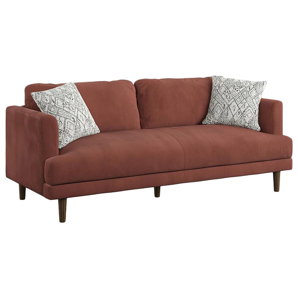 Golden Wave Furniture Juno Stationary Sofa with 2 Pillows in Rust, , large