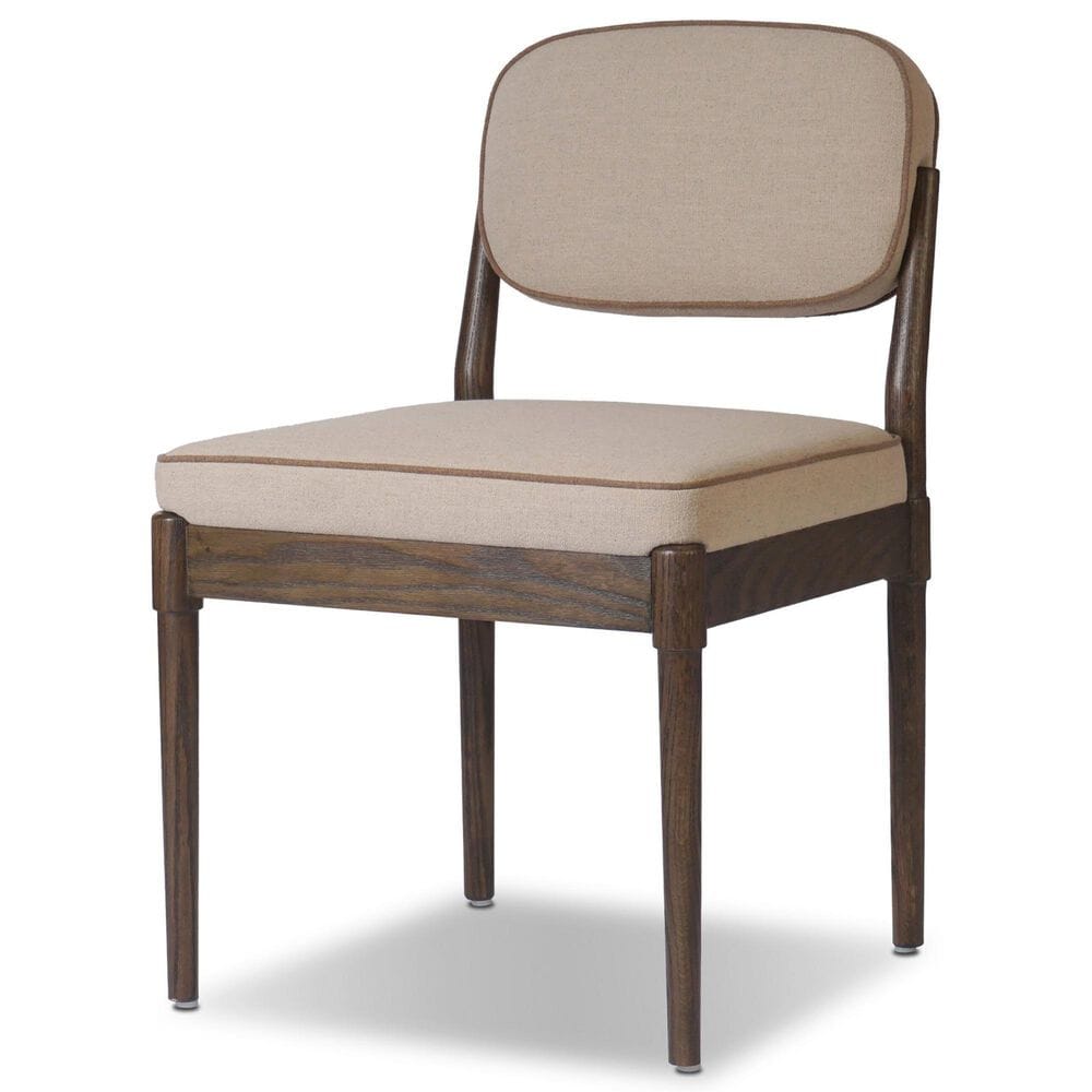 Four Hands Esther Side Chair with Antwerp Taupe Cushion in Brown Oak, , large